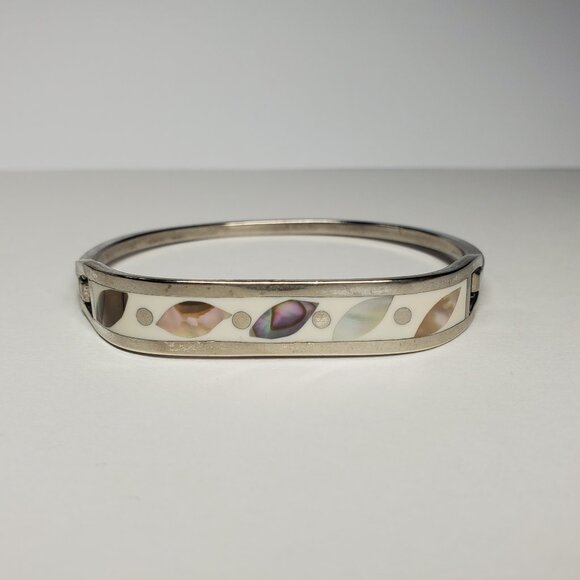 Sterling Silver Pearl Inlay Bracelet - Picture 1 of 8